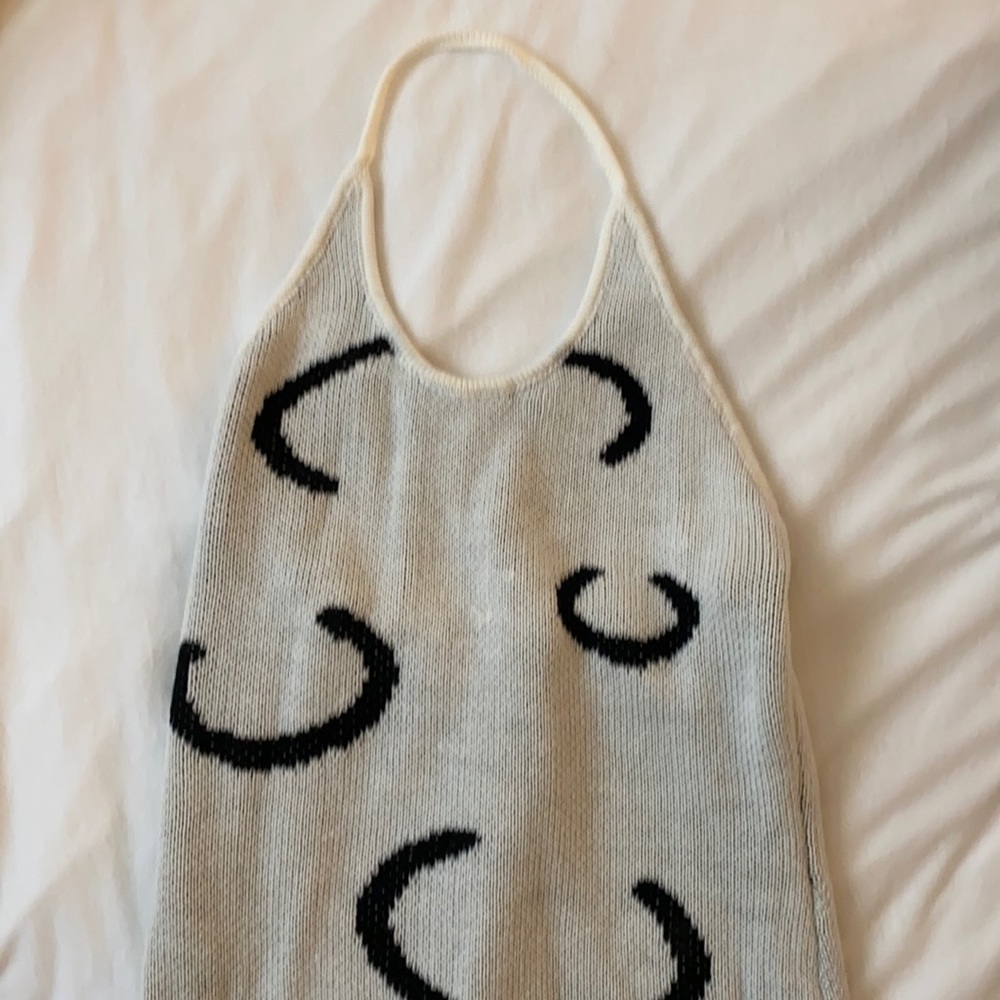 Cider Halter knit dress in white/black medium